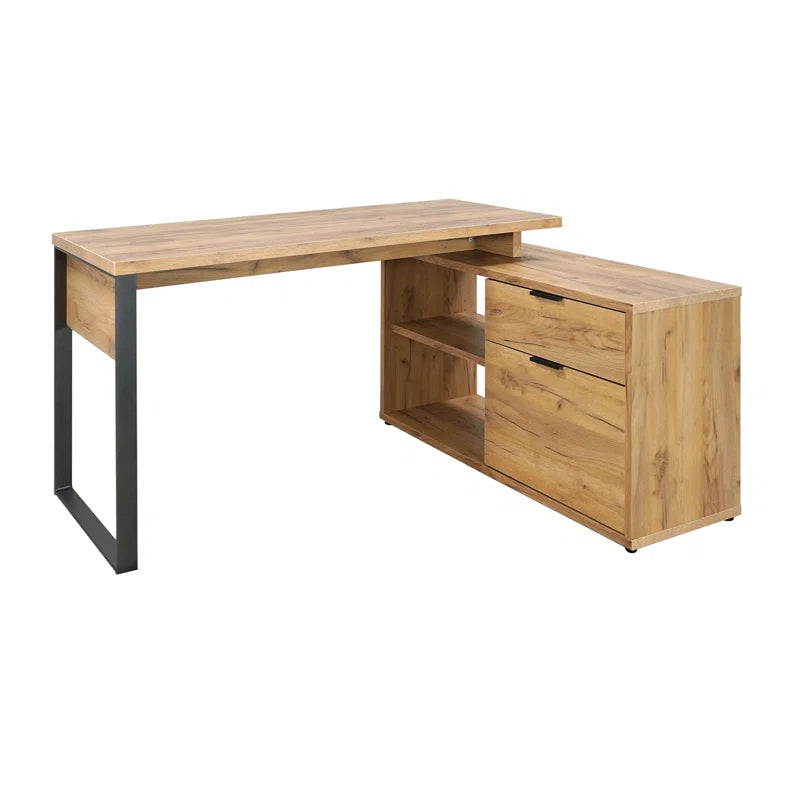 FURNISHIAA Solid Acacia Wood L Shaped Study Table - Furnishiaa -  -